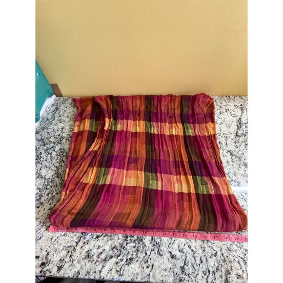 Womens Rectangle Scarf Multicolor Plaid Lightweight Dark Academia Preppy - Picture 5 of 6